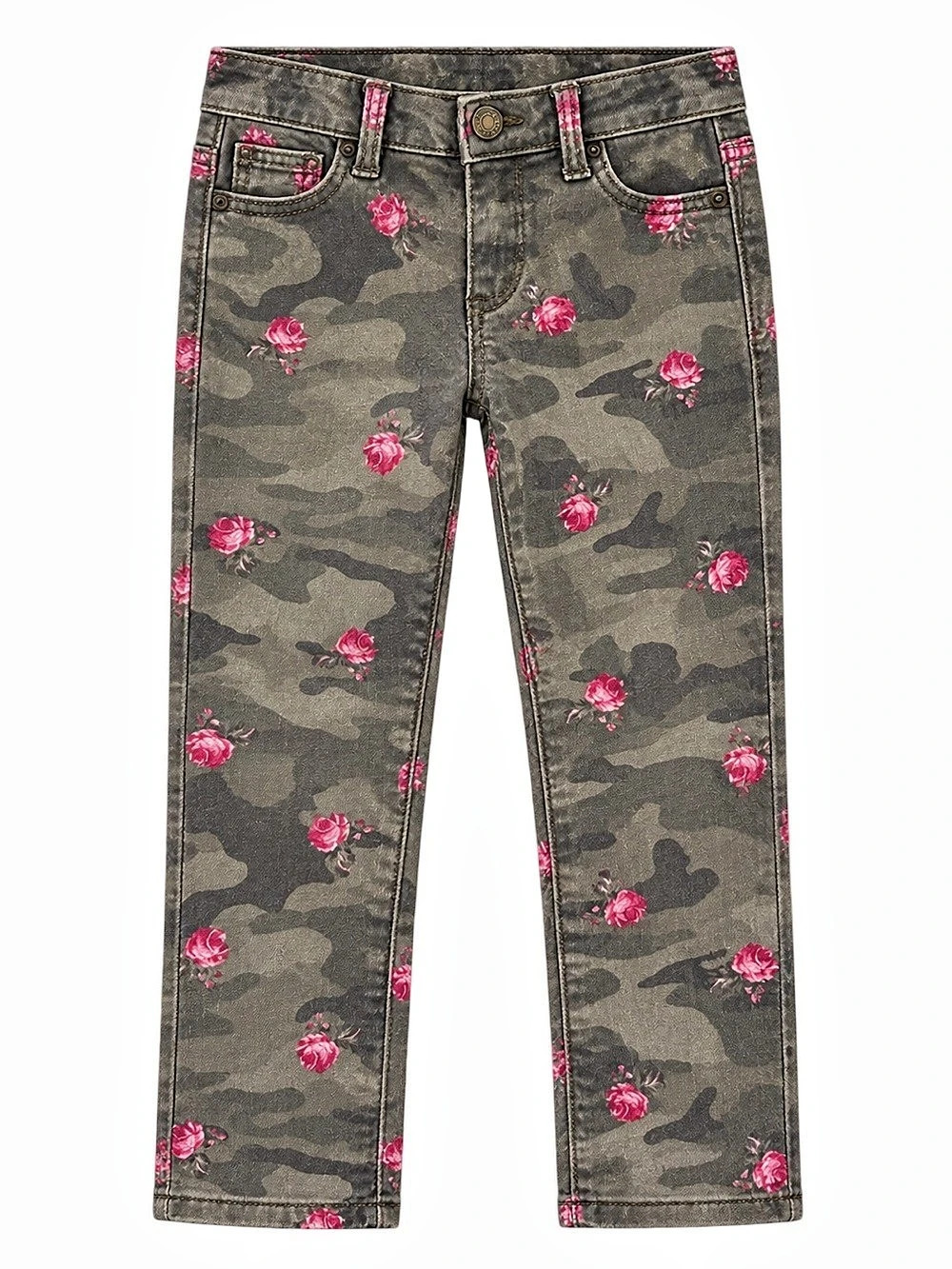 GAP Girls Floral Camo Skinny Jeans Olive Green Size 4 Years